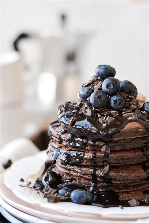 High Altitude Chocolate Pancakes With Homemade Chocolate Syrup Curly