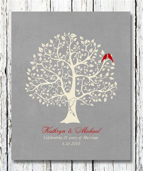 You can have the name of the couple engraved on the metal plate. 25th Silver Wedding Anniversary Tree Gift Anniversary gift