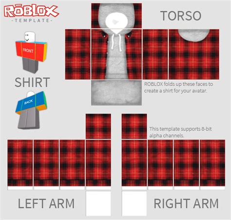 Roblox Flannel Red And Grey Template Black And White