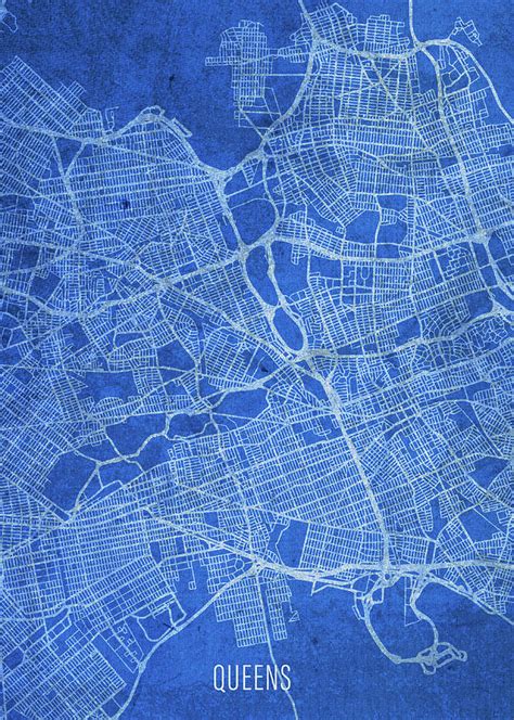 Queens New York City Street Map Blueprints Mixed Media By Design