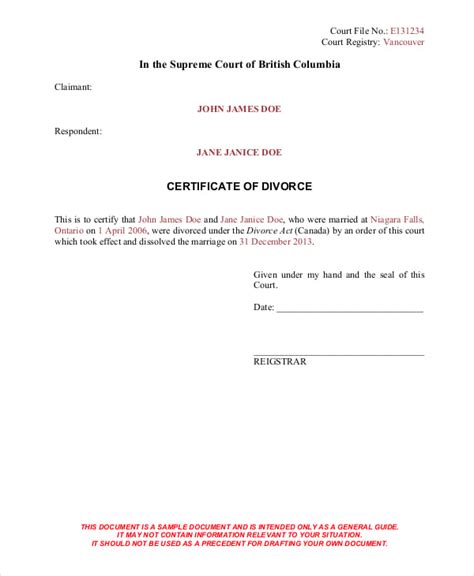 Fake Divorce Certificate Template Web Find A Selection Of Fake