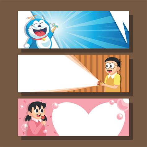 Cute Set Of Banner Inspired By Doraemon 23656487 Vector Art At Vecteezy