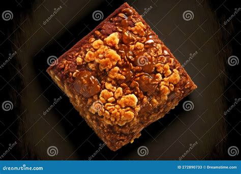 Chocolate Brownie With Nut Crumb Top View Made With Generative Ai