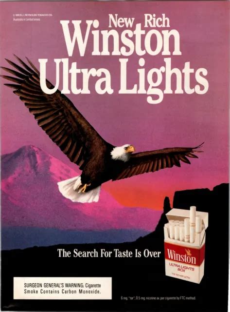 VINTAGE X PRINT Ad FOR WINSTON CIGARETTES American Bald Eagle PicClick