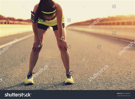 Tired Woman Runner Taking Rest After Stock Photo Edit Now 361580957