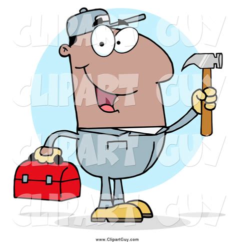 Clip Art Of A Black Male Construction Worker With Tools By Hit Toon 1795