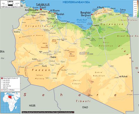 Physical Map Of Libya Ezilon Maps