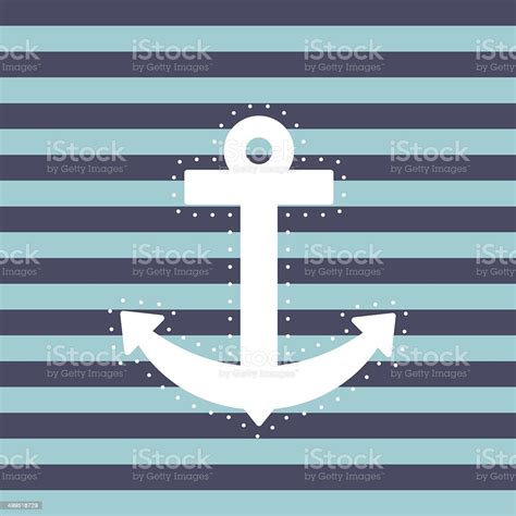 White Anchor Striped Background Stock Illustration Download Image Now