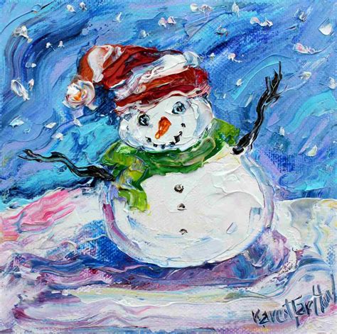 Snowman Painting Christmas Painting Holiday Art Original Etsy