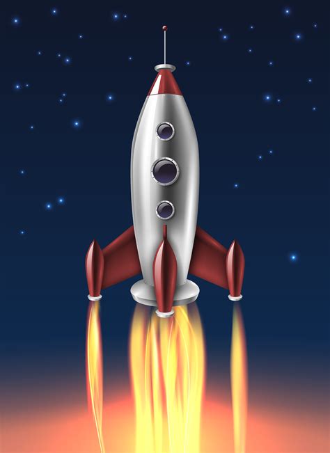 Realistic Metal Rocket Launch Background Poster 475945 Vector Art At