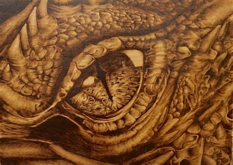 Dragon Eye Smaug Hobbit Wood Burned Pyrography Wall Art With