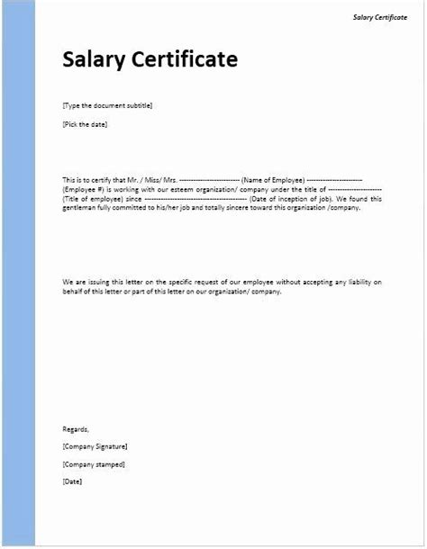 Certificate Of Employment Doc Lovely Salary Certificate Template Certificate Format Word