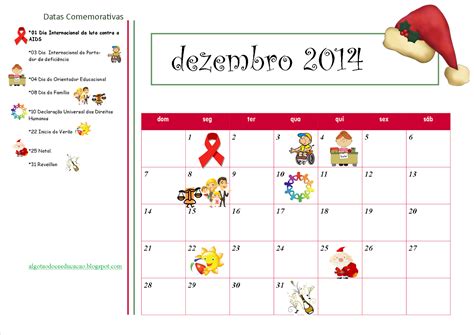♥algo Tão Doce Educação♥ Calendário Datas Comemorativas Dezembro