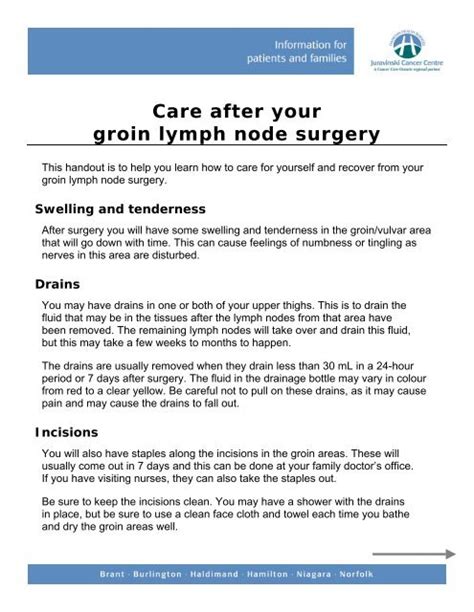 Groin Lymph Node Surgery Hamilton Health Sciences