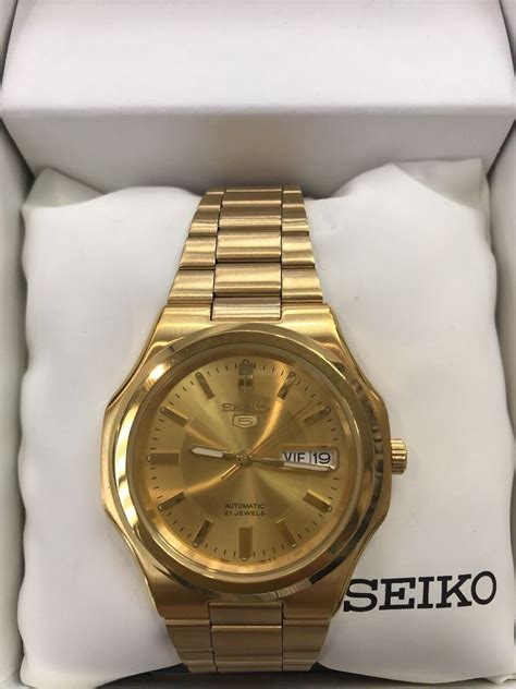Seiko Mens Snkk52 Seiko 5 Automatic Gold Tone Stainless Steel Bracelet
