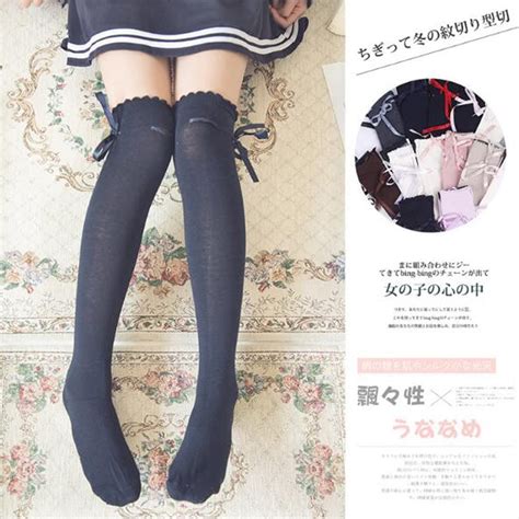 Women S Thigh High Socks Lolita Gothic Over Knee Lace Up Thigh Stocking Ptk Black New At