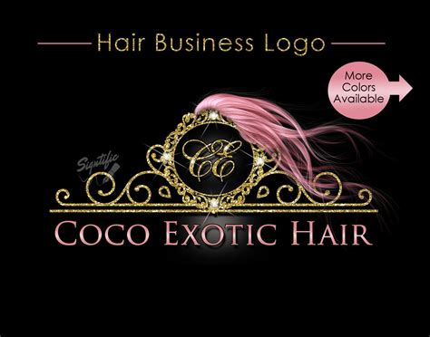 Hair Extensions Business Logo Rose Gold Hair Logo Glitter Etsy