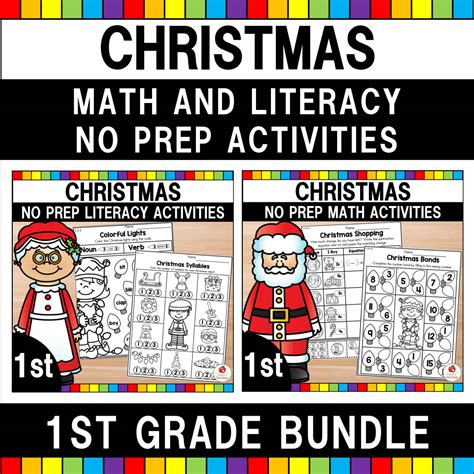 Christmas Math And Literacy Activities Bundle 1st Grade United Teaching