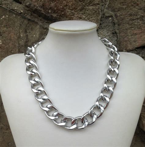 Silver Chunky Chain Necklace By Combustionglassworks On Etsy