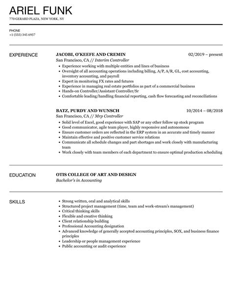 Controller Resume Samples Velvet Jobs