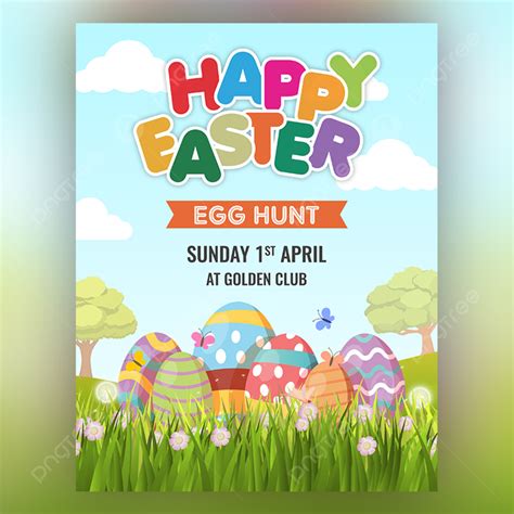 happy easter egg hunt colorful easter poster template download on pngtree