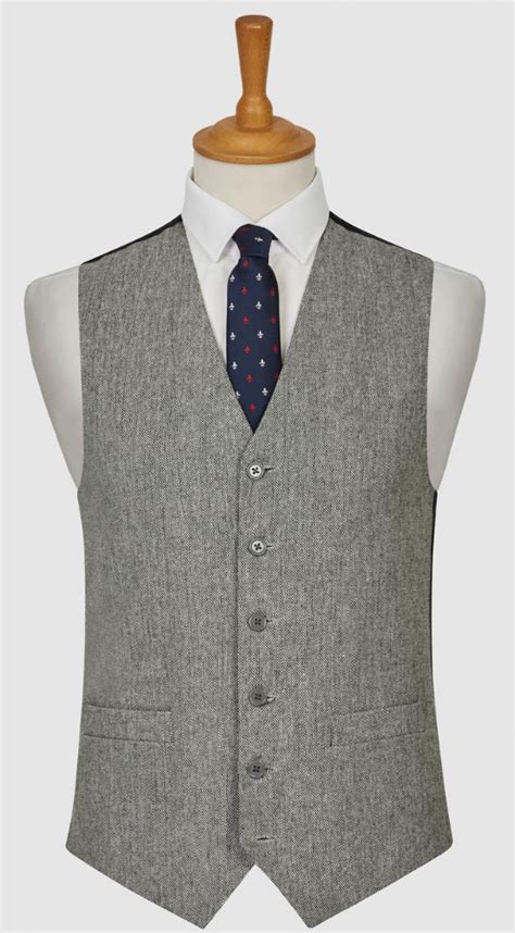 Light Grey Tweed Waistcoat Haig Harrisons Mens Hire And Tailoring