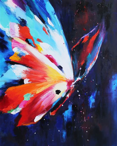 Butterfly Oil Painting On Canvas Butterfly Wall Art Colorful Etsy