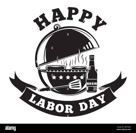 Labor Day Logo Design With Grill Barbecue Bbq Stock Vector Image And Art