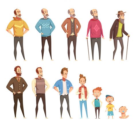 Download Men Generation Flat Colored Icons Set Of Different Ages From