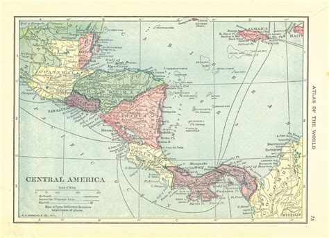 1911 Handy Atlas Vintage Map Pages South America On One Side And