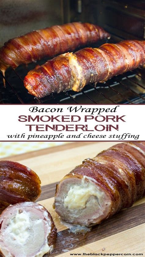 This recipe starts with a pork loin roast, which can be easily located at all major grocery stores. Bacon Wrapped Smoked Pork Tenderloin Stuffed with Pineapple and Cheese | Smoked pork tenderloin ...