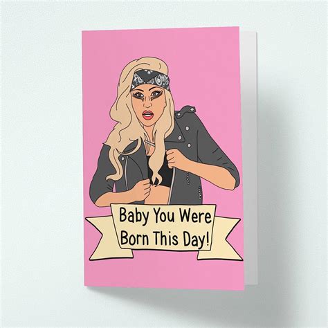Lady Gaga Happy Birthday Greetings Card Baby You Were Born Etsy
