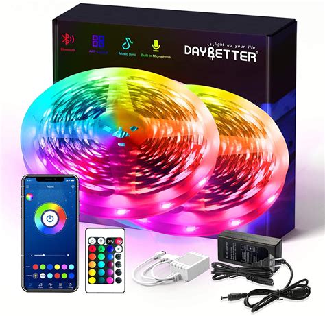 Daybetter Smd 5050 App Control Bluetooth Led Strip Lights 50ft