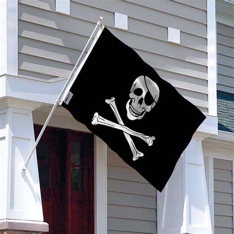 Anley Pack Of 2 Fly Breeze 3x5 Foot Jolly Roger Flag With Patch Vivid