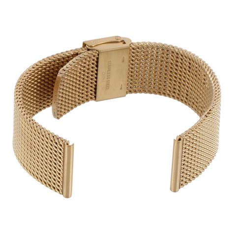 Hadley Roma 20mm Mens Gold Plated Thick Mesh Design Straight End Watch