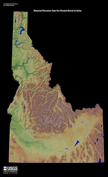 Digitally Colored Elevation Map Of Idaho Oregon Vacation Silver