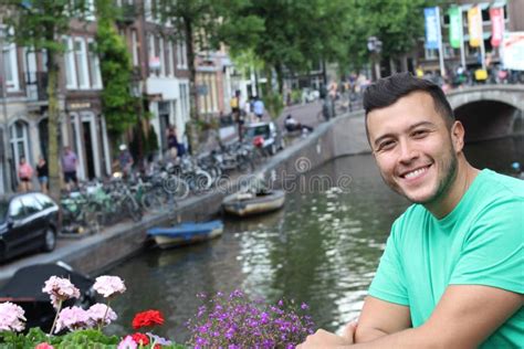 Handsome Dutch Man Smiling In Amsterdam Stock Image Image Of City