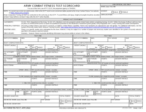 Da Form 705 Test Download Fillable Pdf Or Fill Online Army Combat