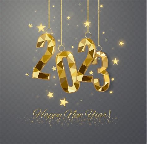 2023 Feliz Año Nuevo Banner De Fondo Líneas De Estrellas Doradas