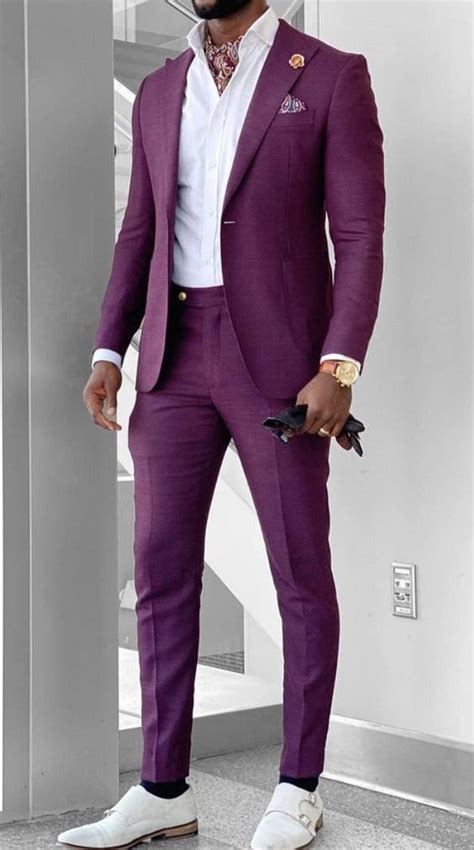Men Purple Suits 2 Piece Slim Slim Suit Fit Formal Coat Pant Etsy