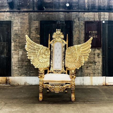 Bushwick Throne Goldwhite Royal Furniture King Chair Throne Chair