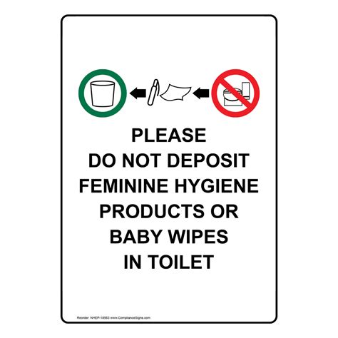 Vertical Sign Restroom Etiquette Please Do Not Deposit Feminine