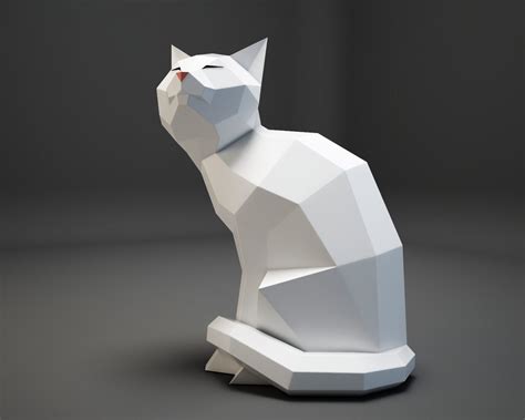 Papercraft Cat Paper Craft 3d Model Kitten Pdf Template Etsy
