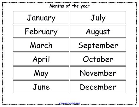 Months Of The Year Printable Worksheet For Kids To Practice Their