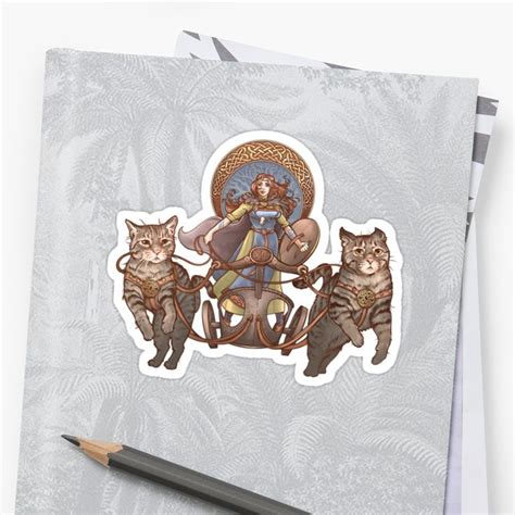 She also commands the valkyries female warriors of the gods. 'Freya Driving Her Cat Chariot' Sticker by Dani Kaulakis ...
