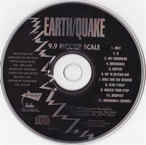 The richter scale is not designed so that you must know the actual. 9.9 On Richter Scale by Earthquake (CD 1994 Greymont Records) in Capitol Heights | Rap - The ...
