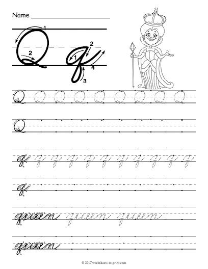 Capital Q In Handwriting Download Printable Cursive Alphabet Free