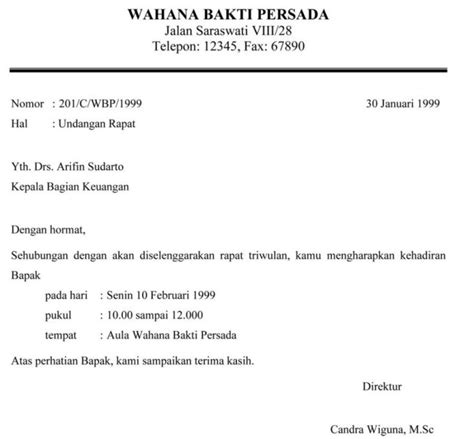 7 Contoh Surat Undangan Rapat Resmi Rt Perusahaan Organisasi