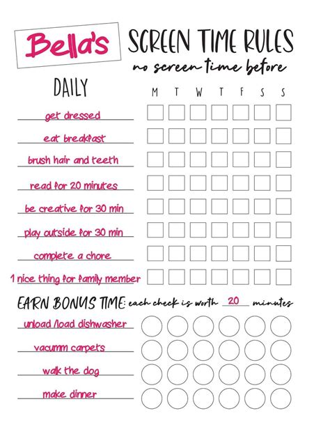 Screen Time Rules Printable Screen Time Rules Screen Time For Kids