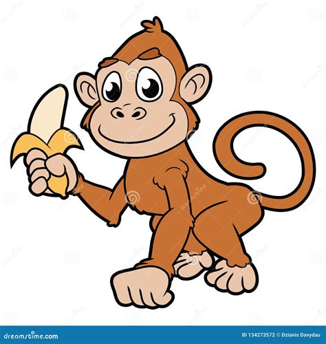Cartoon Monkey With Banana